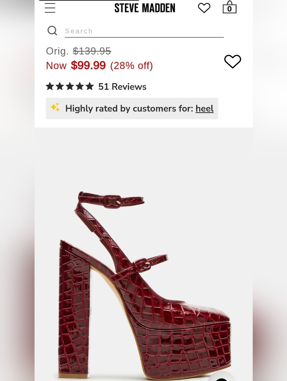 Steve Madden Red Croc-Embossed Platform Slingback Heels Shoes Women's Size 9.5 - Picture 7 of 8